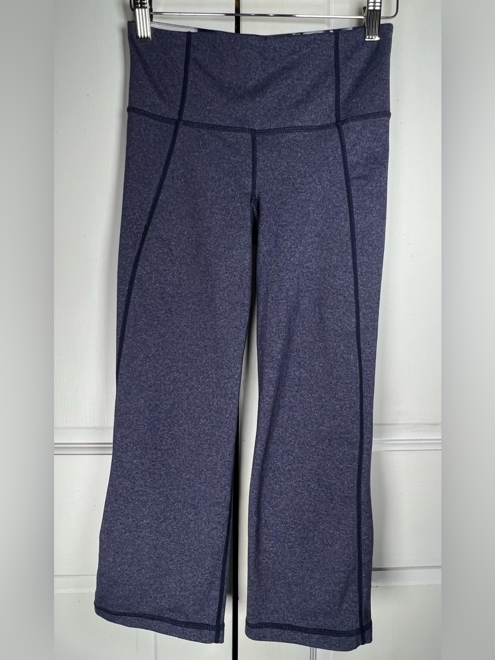 Lululemon Pants Women Blue High Rise Capri Leg Slit Leggings Workout Gym Sz 2